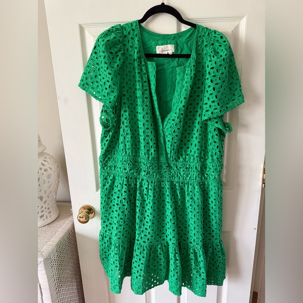 Anthropologie Green SOMERSET Eyelet Dress